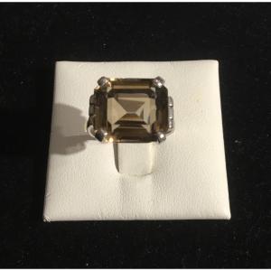 Silver And Smoky Quartz Ring