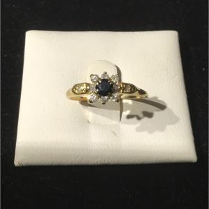Gold, Sapphire And Diamond Ring