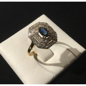 Gold, Sapphire And Diamond Ring