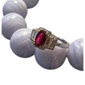 Gold, Spinel And Diamond Ring