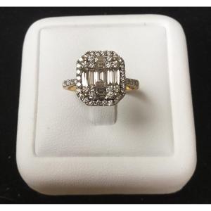 Gold Ring, Diamonds And Baguette Diamonds