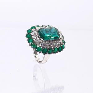  Large Emerald, Pear-shaped Diamonds,