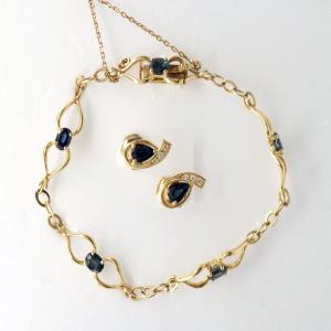 Bracelet, Earring, And Sapphire Set