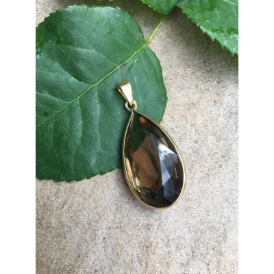 Gold And Smoky Quartz Pendant