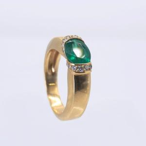 Gold, Emerald And Diamond Ring