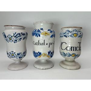 Nevers 18th C. - Apothecary - 3 Canon Jars 
