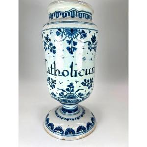 Paris, Saint Cloud - 18th Century - Large Cylindrical Cannon Pot, Very Slightly Curved 