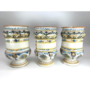 Pesaro Or Urbino, Italy - 18th Century - Series Of 3 Albarellis