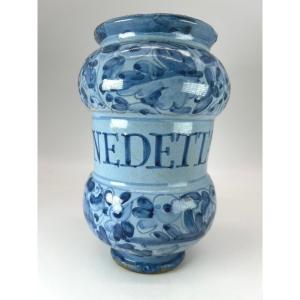 Rome, Italy - 17th Century - Apothecary Albarello With Berrettino Decoration