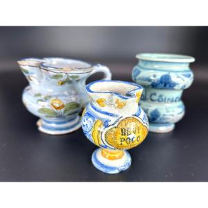 Itale - Tuscany 18th And Early 19th C. - 1 Pill Bottle + 2 Alcohol Jugs