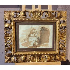 Gb Bison - Capriccio Ruins - 18th Century Drawing