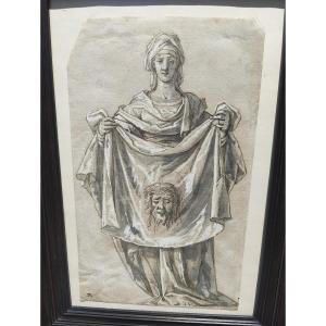 Italian School 1600 - Drawing - Saint Veronica