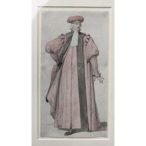 Lemonnier - Doctor's Costume - 18th Century Drawing