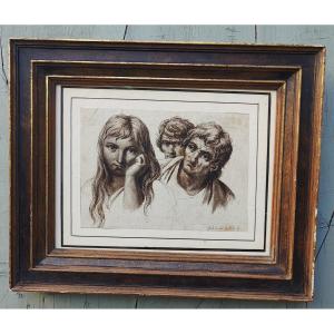 De La Serie (late 18th Century) - Drawing Of Heads 