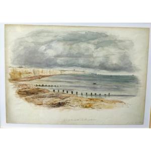 Aquarelle 1850 - Rottingdean Cliffs