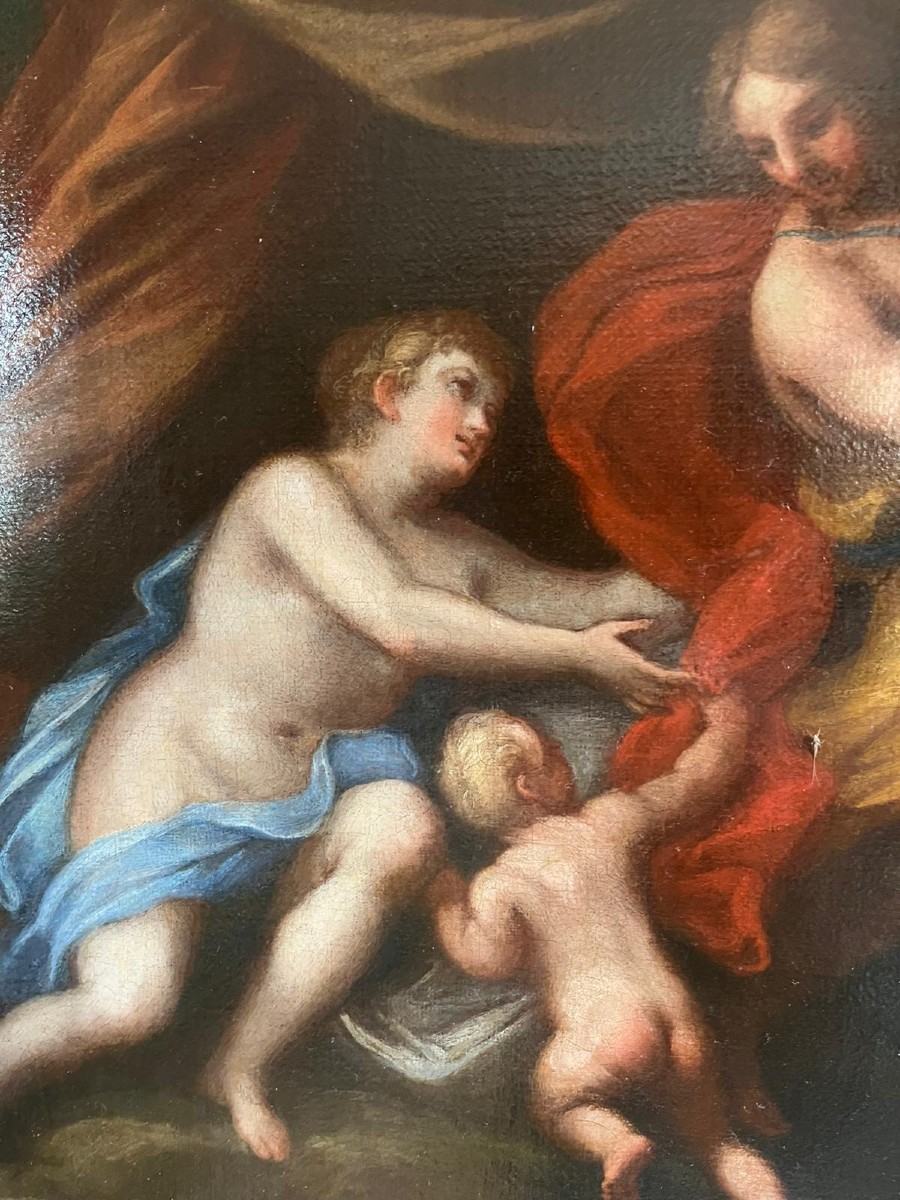 Olio su tela, Venere e Adone, cm 49 x 43, primi del XVIII secolo, ottimo stato conservativo -photo-2