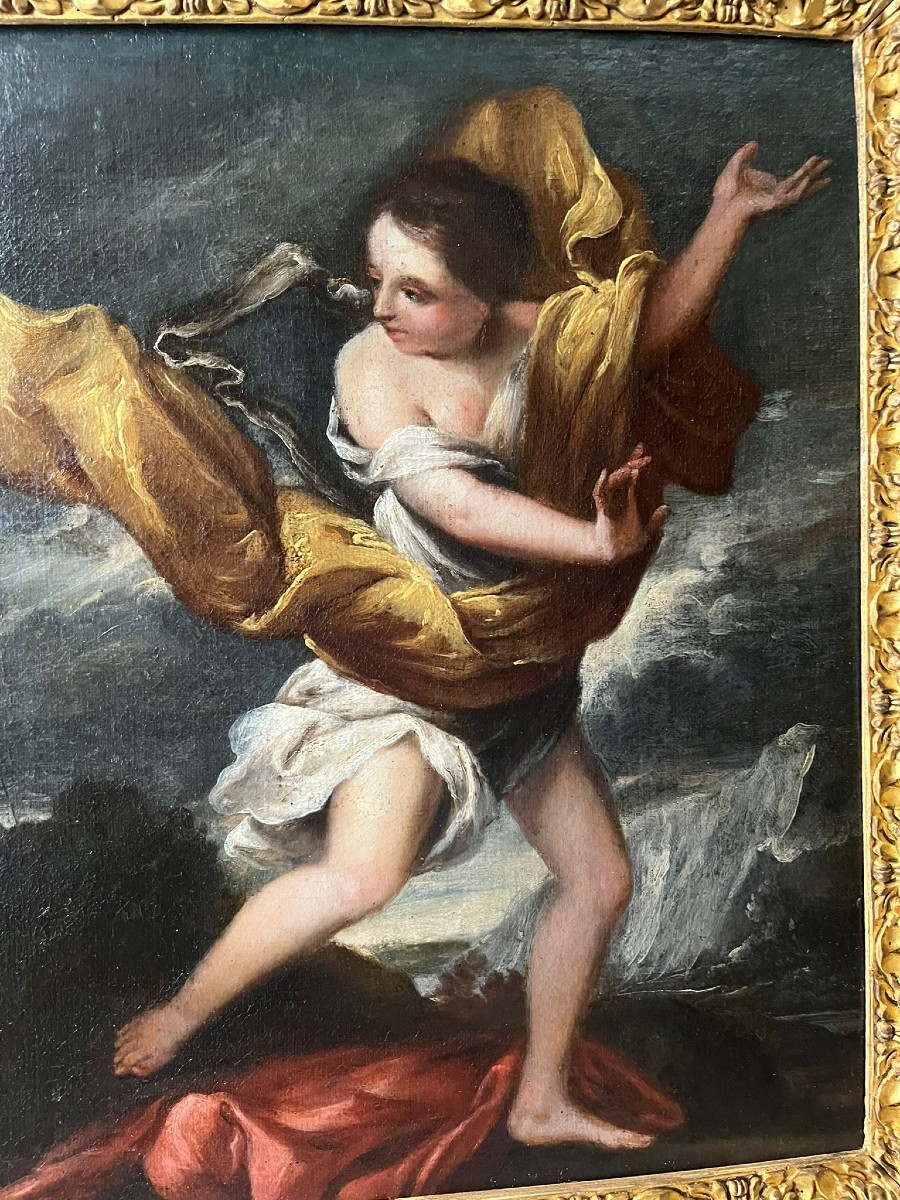 Olio su tela, Agar e l'Angelo, cm  58 x 49 , fine del XVII secolo, ottimo stato conservativo -photo-3