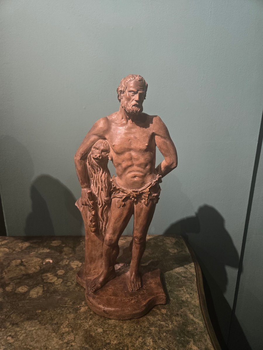 Scultura in terra cotta, Ercole, Luigi XVI,  ha 47 cm , ottimo stato conservativo 