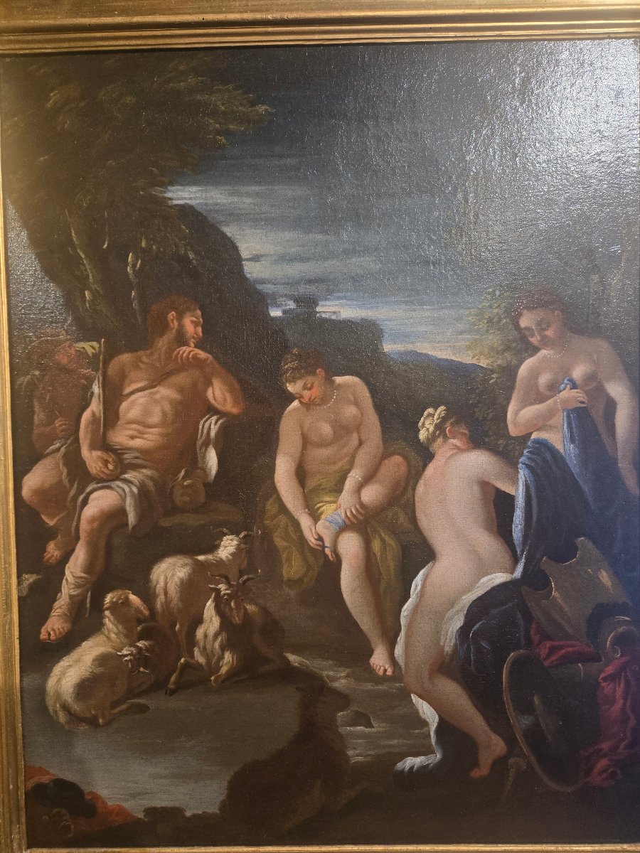 Olio su tela cm 58.5 x 74.5 Il Giudizio di Paride, Nicola Malinconico Napoli primi 700-photo-2