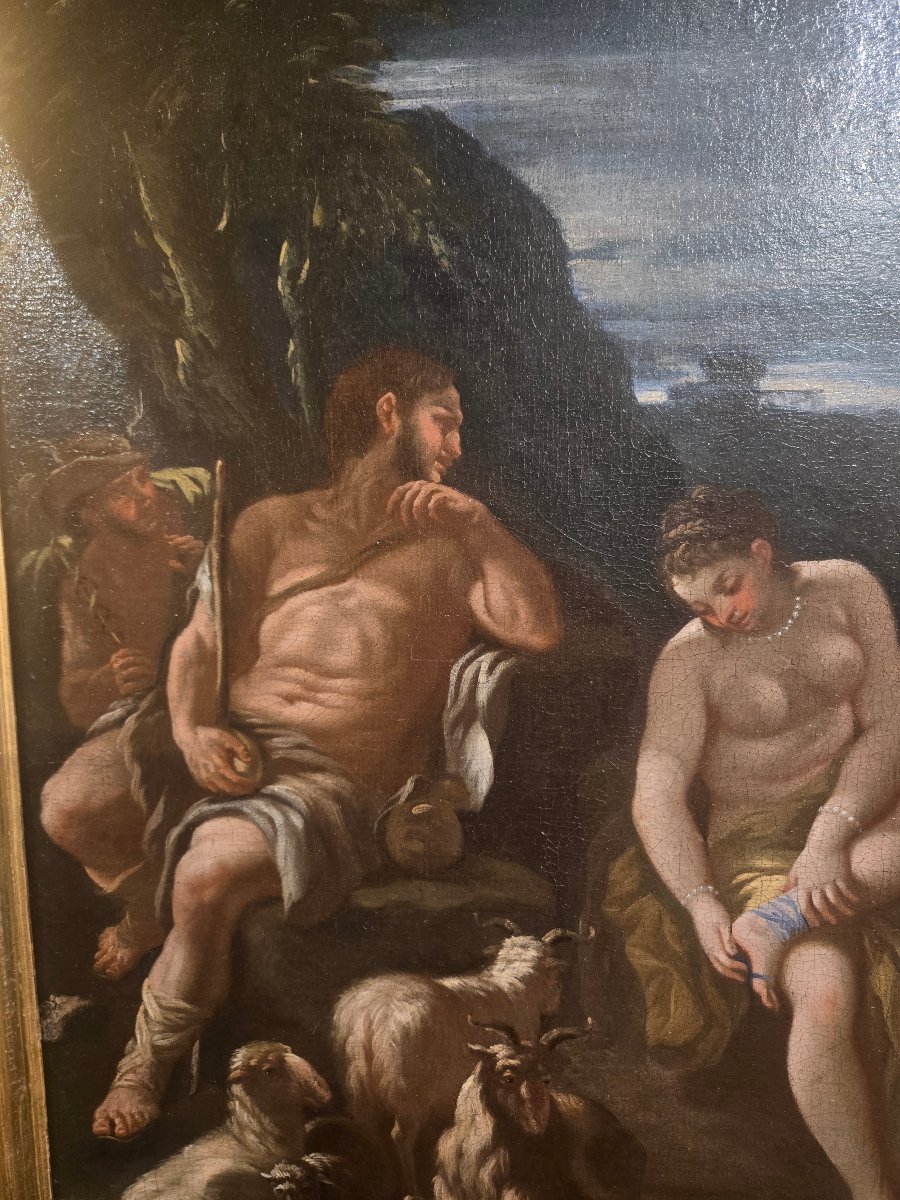 Olio su tela cm 58.5 x 74.5 Il Giudizio di Paride, Nicola Malinconico Napoli primi 700-photo-3