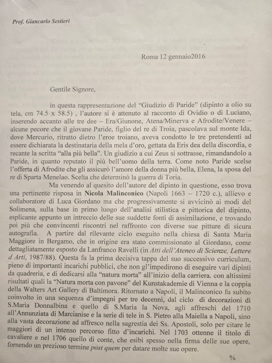 Olio su tela cm 58.5 x 74.5 Il Giudizio di Paride, Nicola Malinconico Napoli primi 700-photo-3