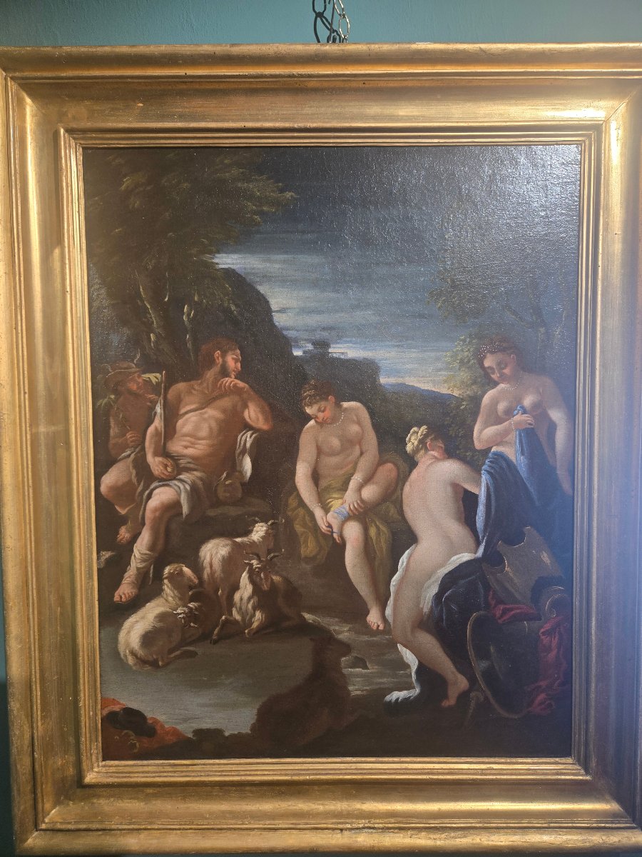 Olio su tela cm 58.5 x 74.5 Il Giudizio di Paride, Nicola Malinconico Napoli primi 700