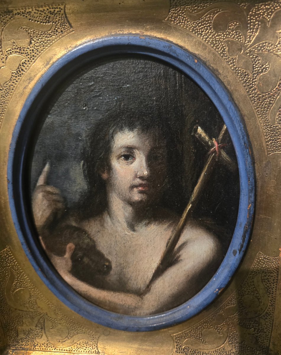Olio su tavola , San Giovannino, cm 17.5 x 14.5 , scuola fiorentina del XVII secolo-photo-2
