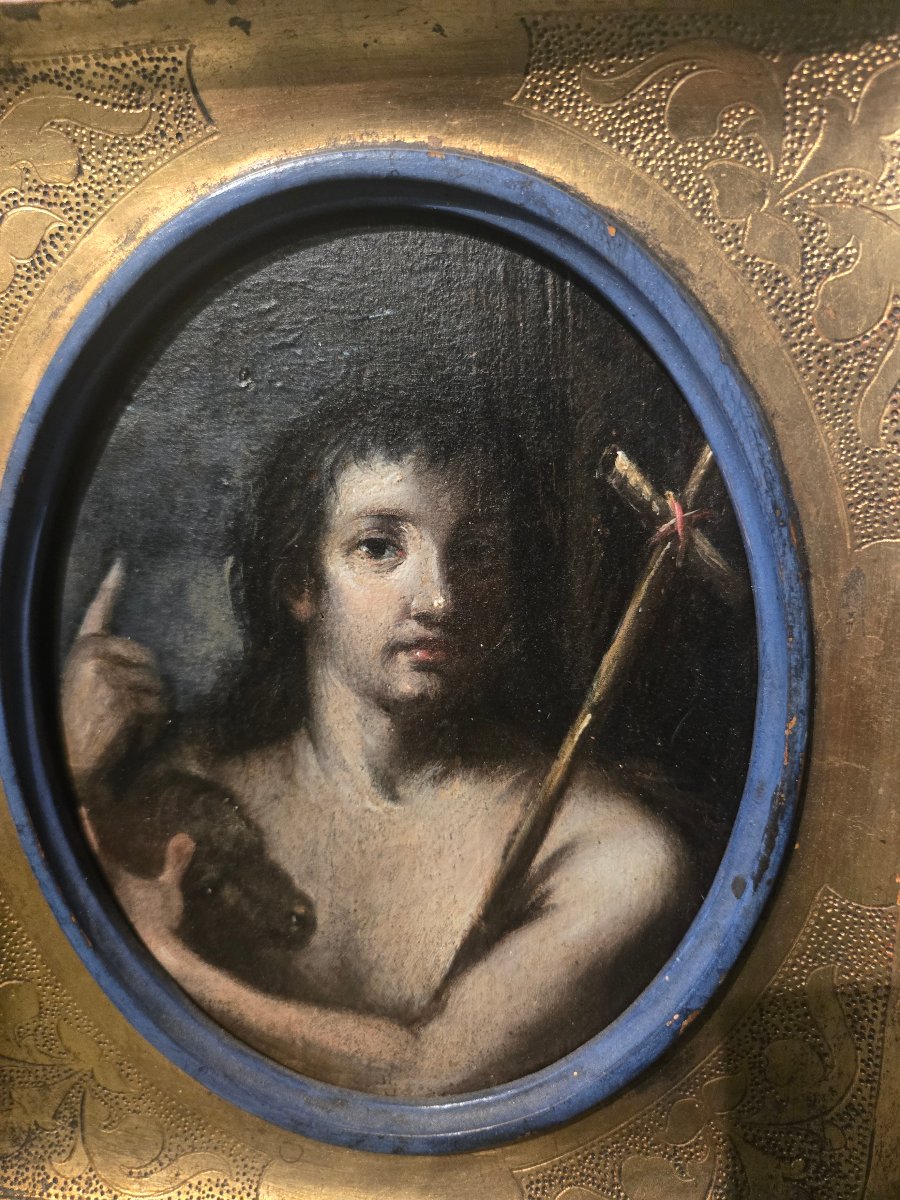 Olio su tavola , San Giovannino, cm 17.5 x 14.5 , scuola fiorentina del XVII secolo-photo-3