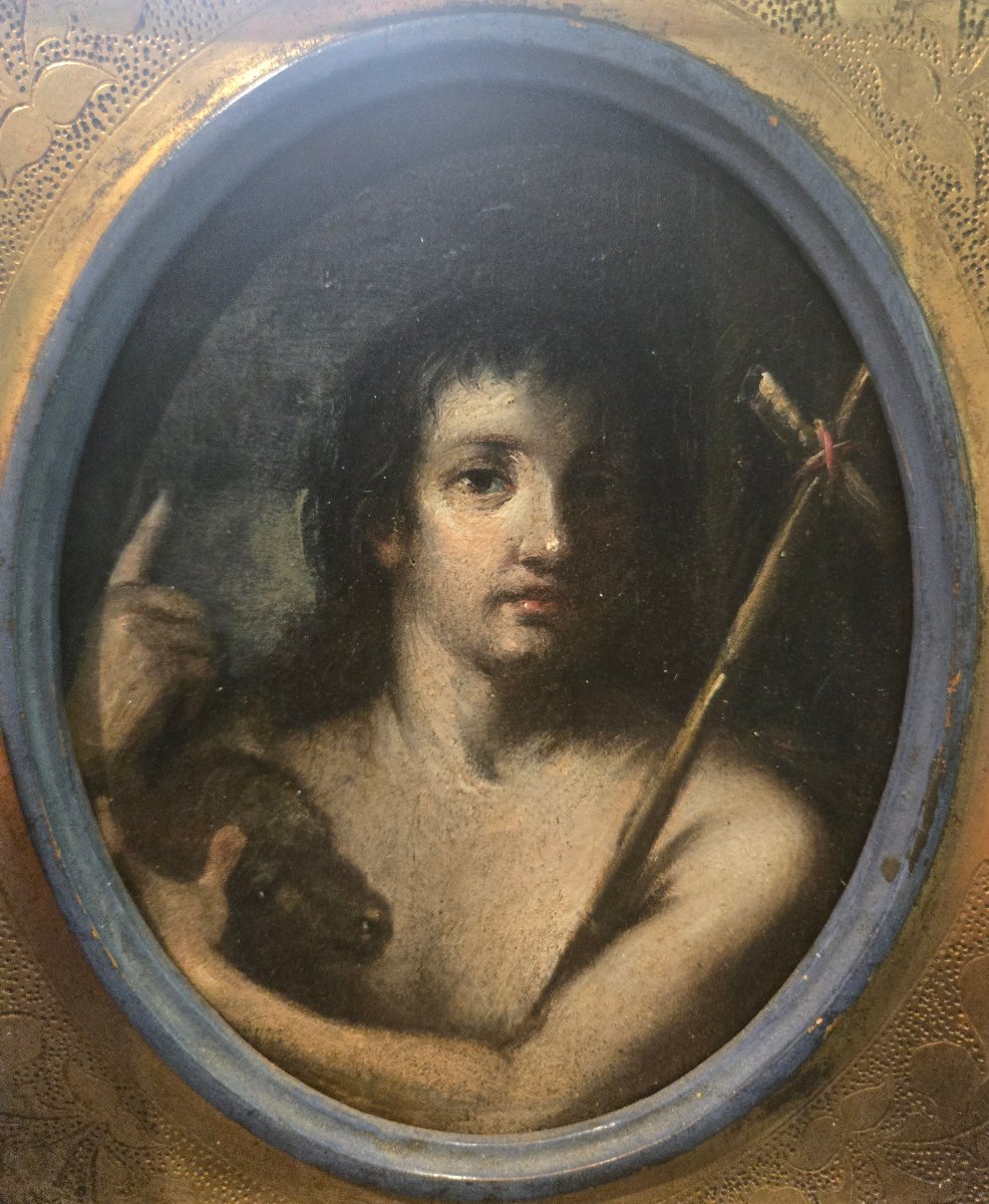 Olio su tavola , San Giovannino, cm 17.5 x 14.5 , scuola fiorentina del XVII secolo-photo-2