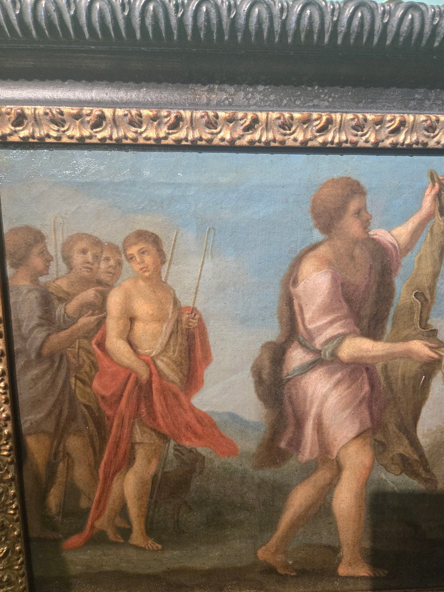 Coppia di dipinti ad olio su tela, scene bibliche, XVIII secolo, buono stato  47 x 32 -photo-3