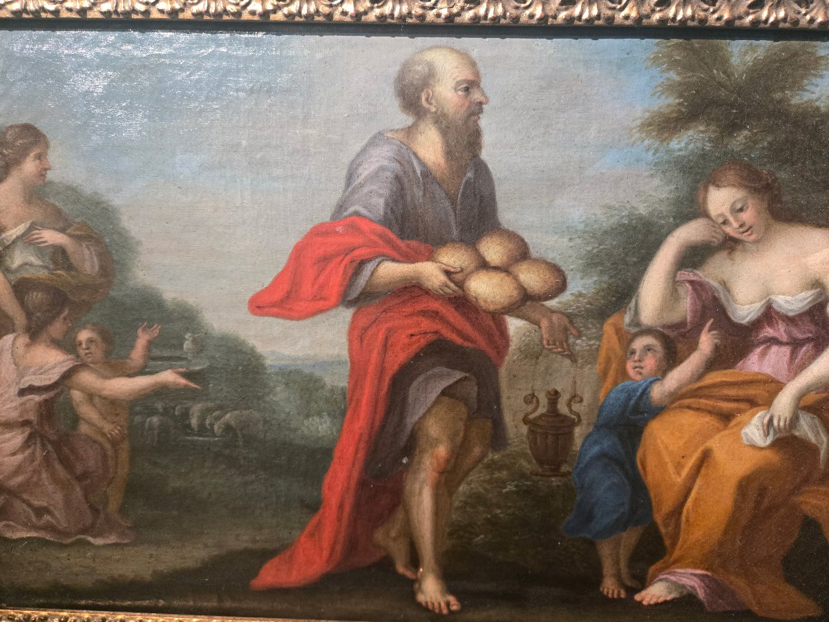Coppia di dipinti ad olio su tela, scene bibliche, XVIII secolo, buono stato  47 x 32 -photo-5