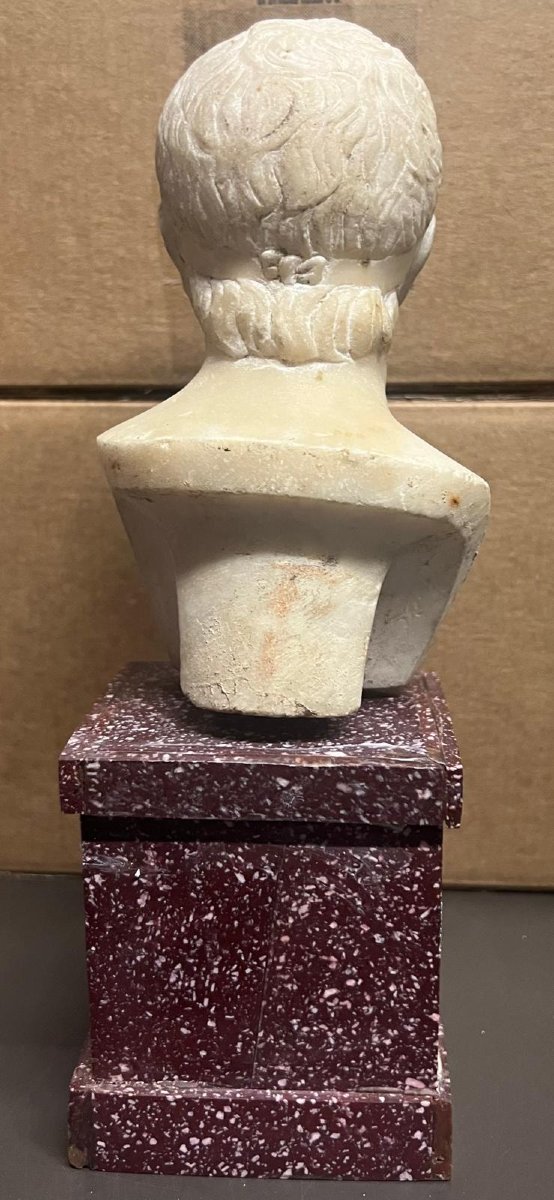 Coppia di piccoli busti in marmo " Imperatori" , XIX secolo h 25 cm , 15 solo busto-photo-3