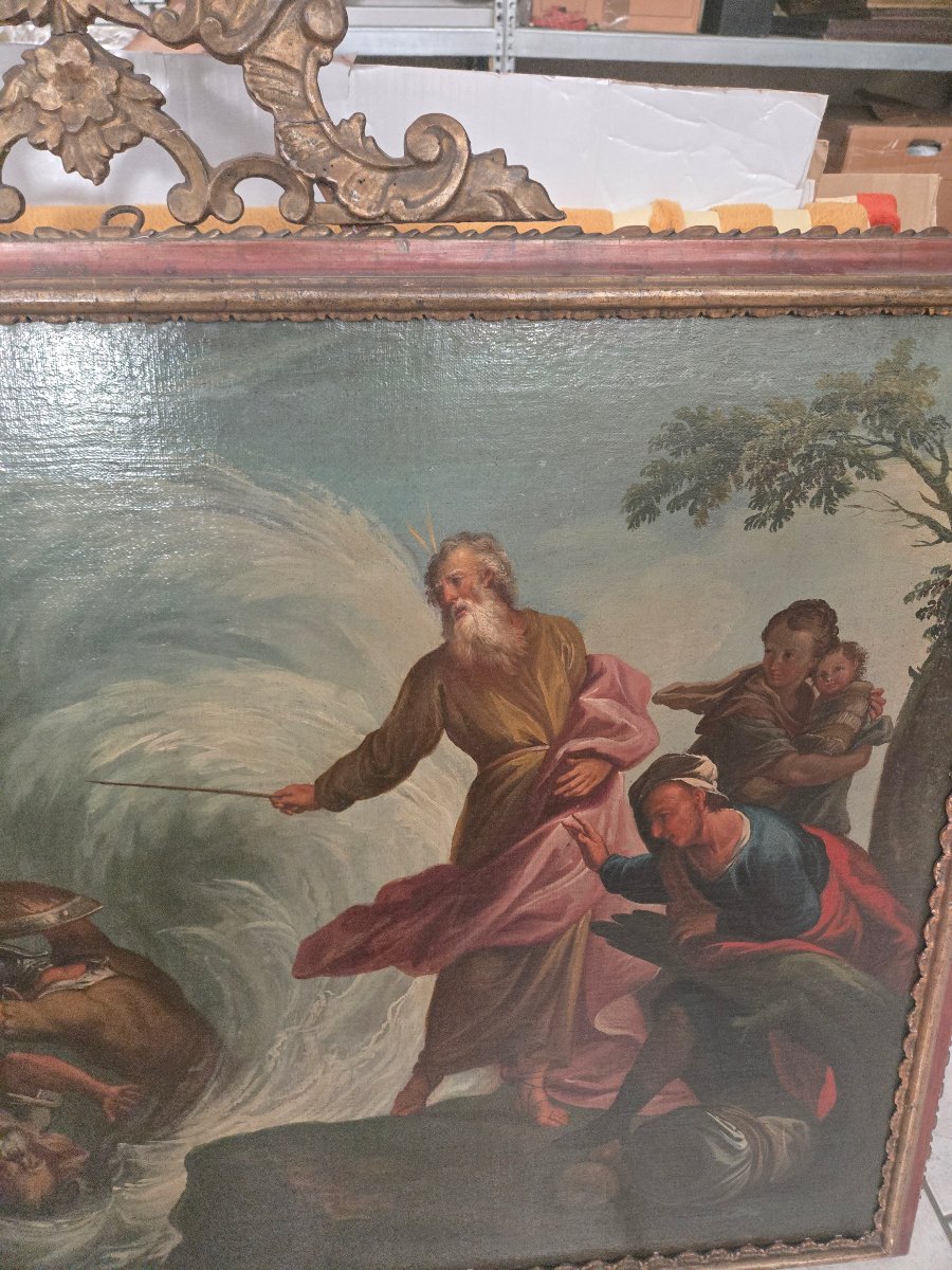 Olio su tela, Il passaggio sul Mar Rosso, 115 x 81, G.B.Marcola, Verona 1704/1776, expertise -photo-4