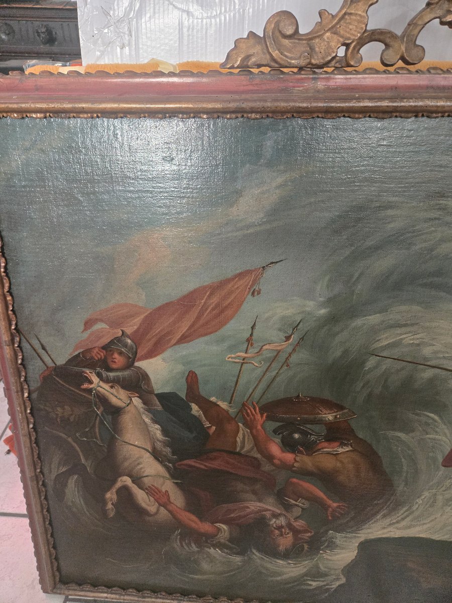 Olio su tela, Il passaggio sul Mar Rosso, 115 x 81, G.B.Marcola, Verona 1704/1776, expertise -photo-2