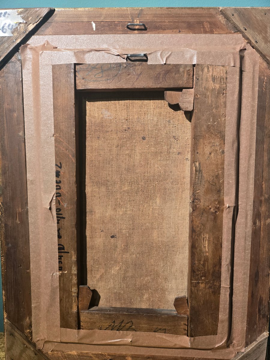 Olio su tela, cm 29 x 41, Betsabea al bagno, Att. Francesco Conti Firenze XVIII s. Buono stat-photo-2