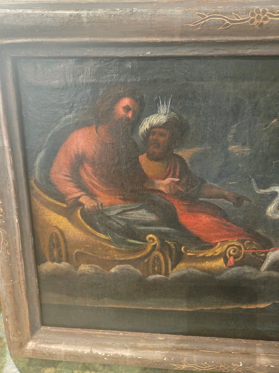 Olio su tela, cm 48 x 36, Apollo e Fetonte, XVIII secolo, buono stato -photo-2