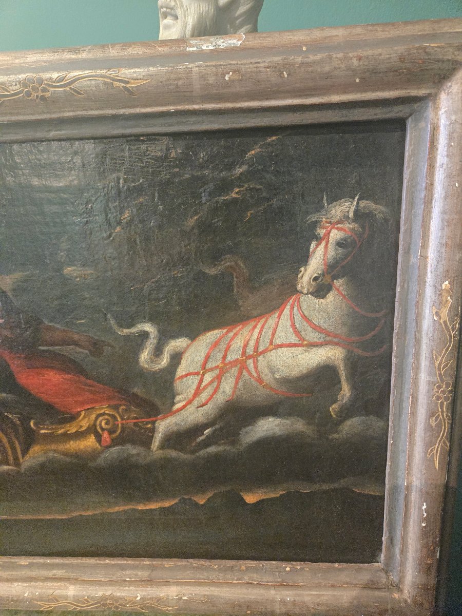 Olio su tela, cm 48 x 36, Apollo e Fetonte, XVIII secolo, buono stato -photo-3