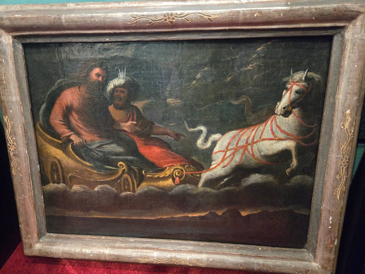 Olio su tela, cm 48 x 36, Apollo e Fetonte, XVIII secolo, buono stato -photo-4
