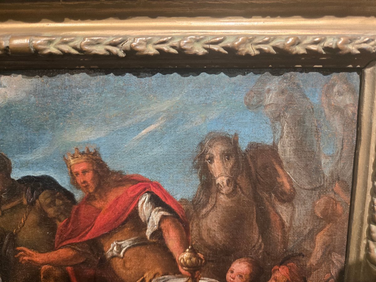 Olio su tela, cm 25 x 35 , Adorazione dei Magi, Maestro Veneziano del XVIII secolo, ottimo stat-photo-2