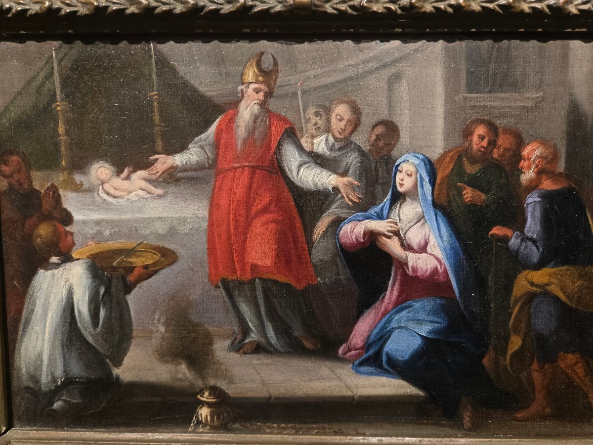 Olio su tela, 35 x 25, La presentazione di Gesù al Tempio, Maestro Veneziano del XVIII secolo -photo-2