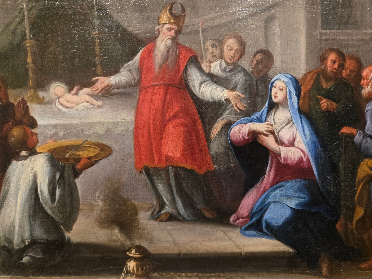 Olio su tela, 35 x 25, La presentazione di Gesù al Tempio, Maestro Veneziano del XVIII secolo -photo-4