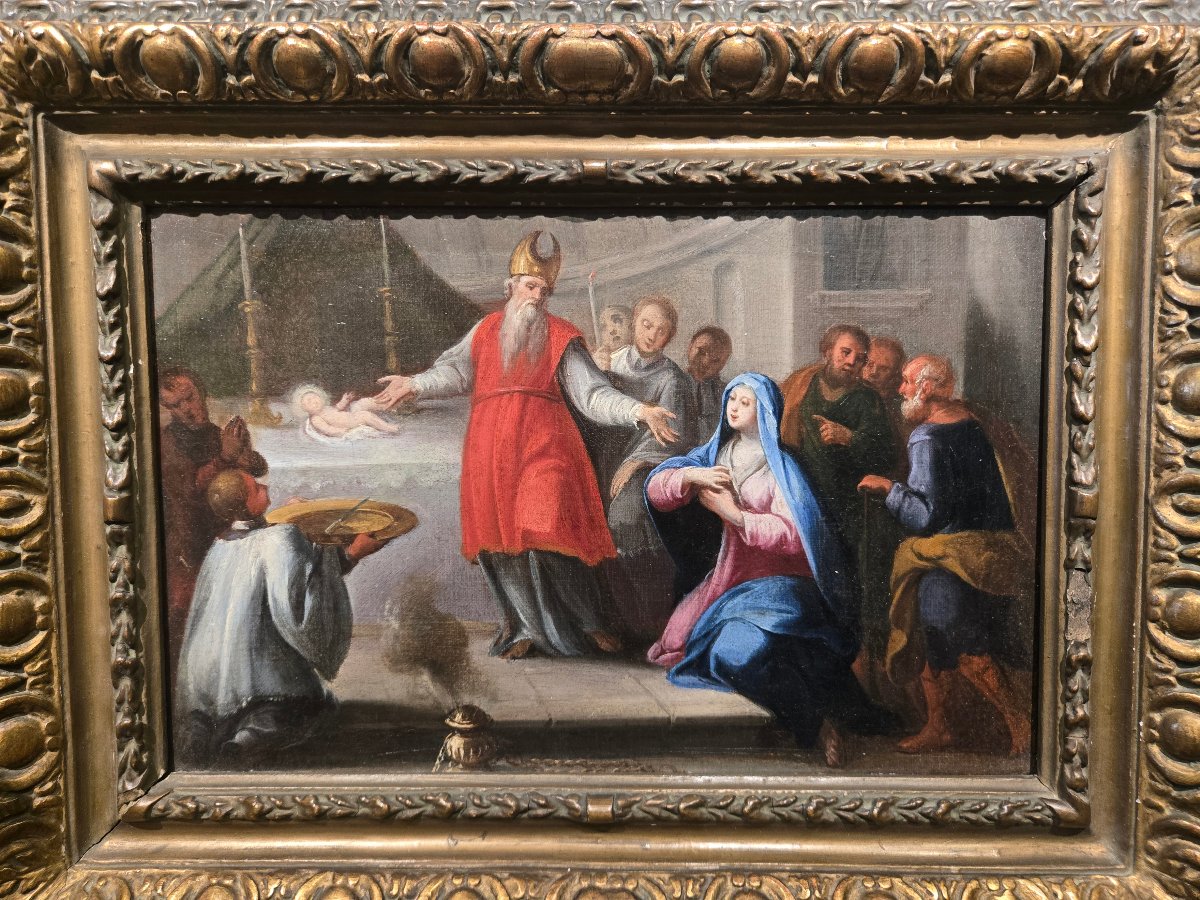 Olio su tela, 35 x 25, La presentazione di Gesù al Tempio, Maestro Veneziano del XVIII secolo 