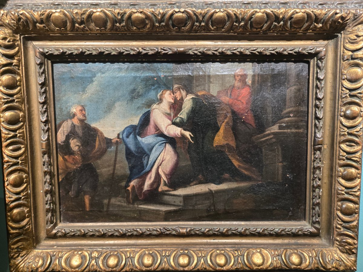 Olio su tela, 34 x 25, Il matrimonio della Vergine, Maestro Veneziano del XVIII secolo, da pul-photo-4