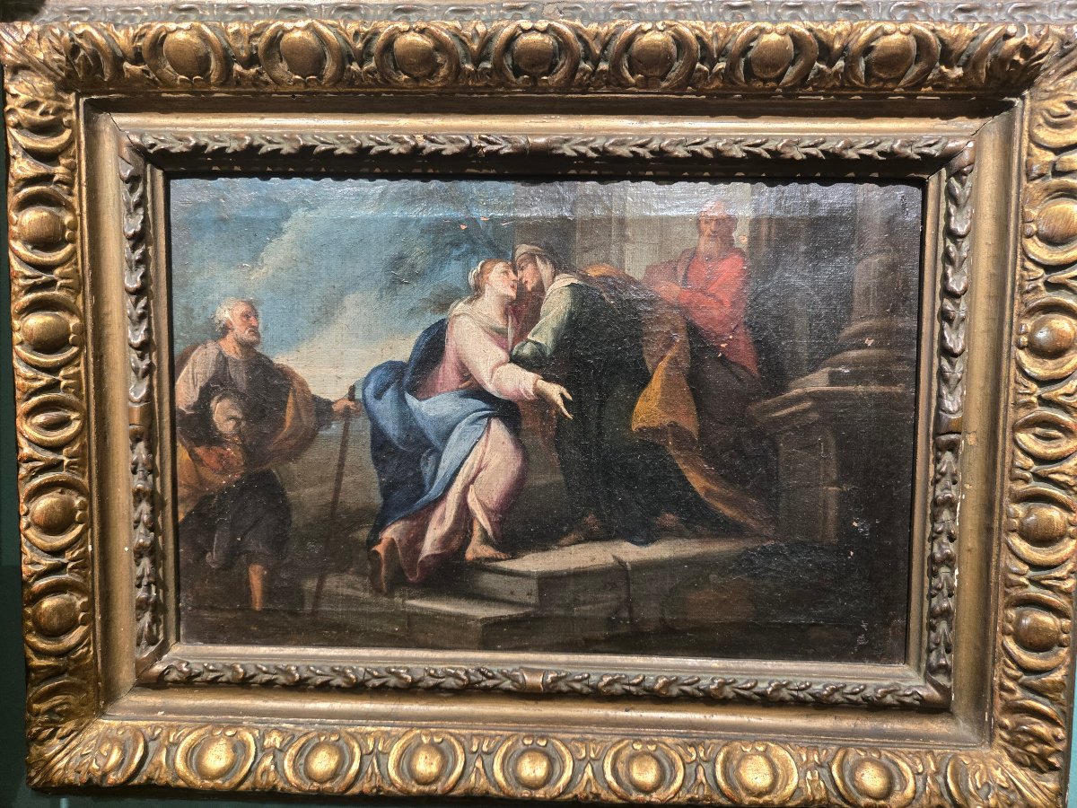 Olio su tela, 34 x 25, Il matrimonio della Vergine, Maestro Veneziano del XVIII secolo, da pul
