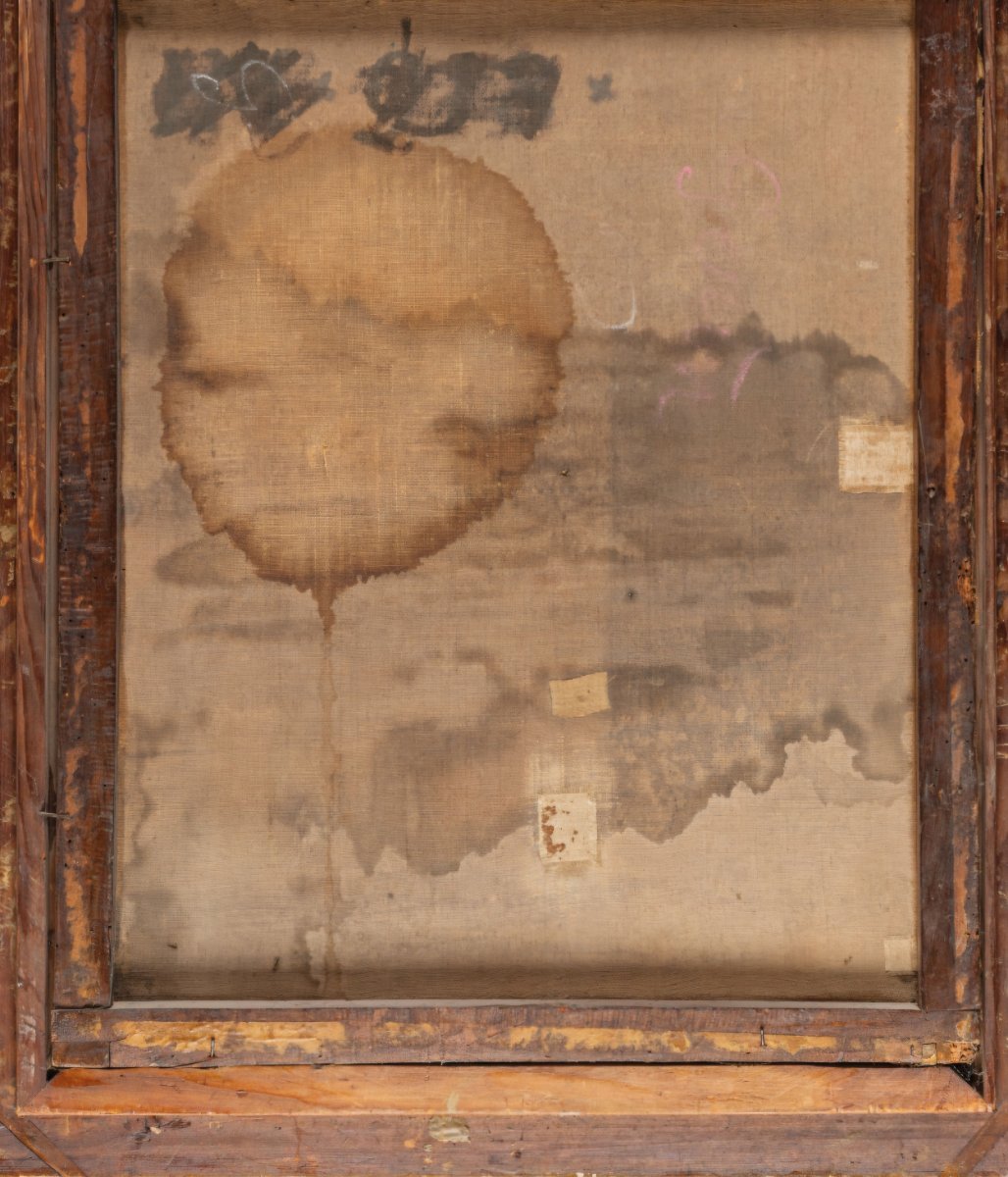 Olio su tela, Il Pifferaio, cm 75 x 61, scuola fiamminga fine del XVII secolo, buono stato-photo-4