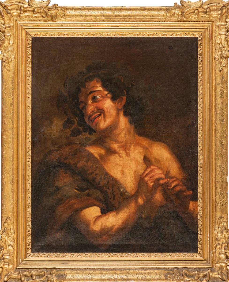 Olio su tela, Il Pifferaio, cm 75 x 61, scuola fiamminga fine del XVII secolo, buono stato