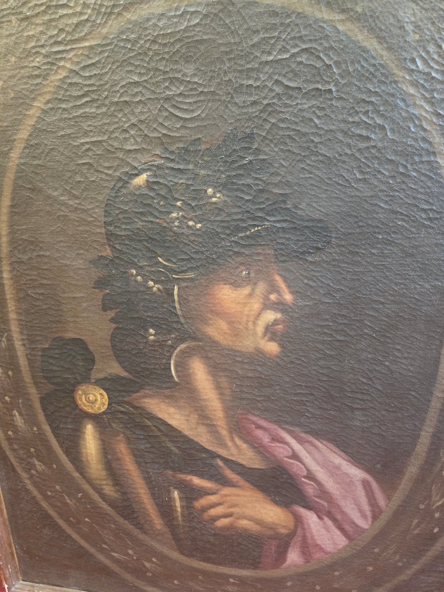 Olio su tela, Ritratto di Imperatore, primi del XVIII secolo, cm 72 x 97 , buono stato da pulir-photo-2