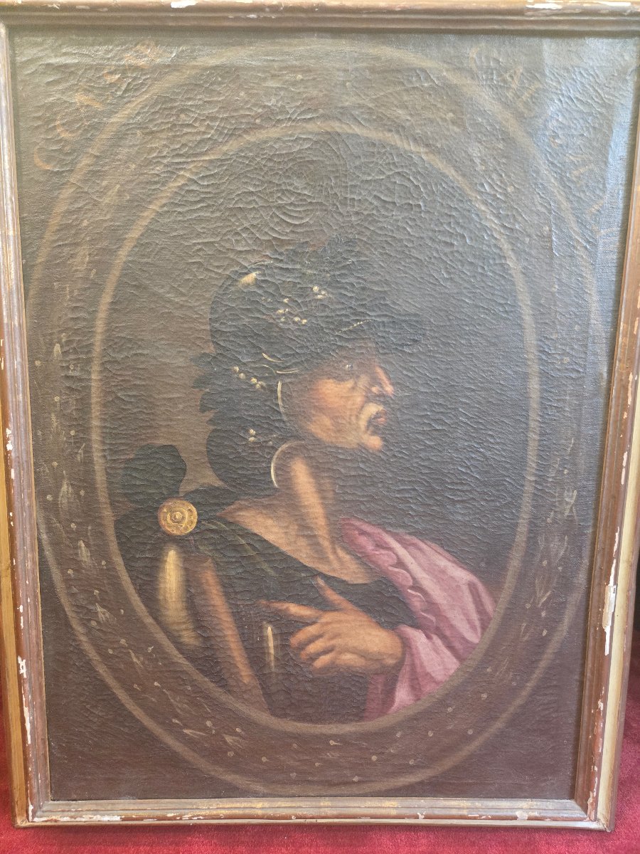Olio su tela, Ritratto di Imperatore, primi del XVIII secolo, cm 72 x 97 , buono stato da pulir-photo-3
