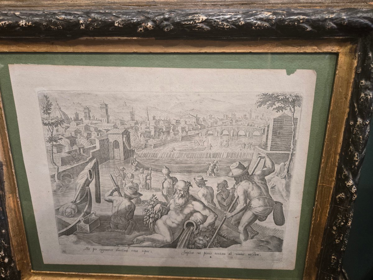 Coppia di incisioni con allegorie fluviali, fine del XVIII secolo, 29 x 21 cm , ottimo stato-photo-2