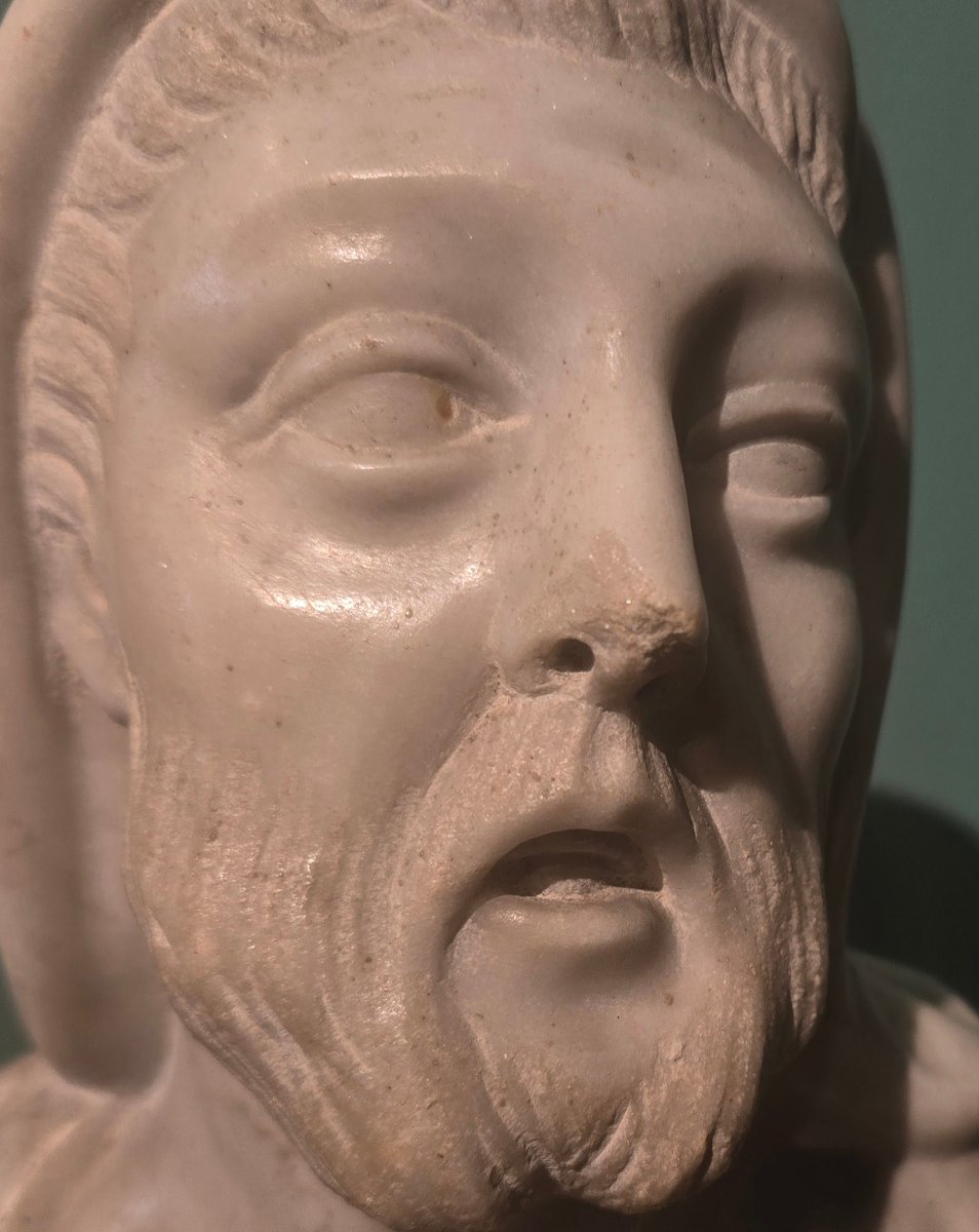Busto in marmo, raffigurante Filosofo,  h 32 cm , fine del XVIII secolo, ottimo stato-photo-2